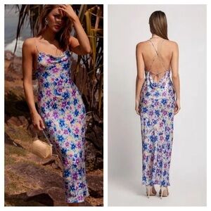 Sofia the Label / Isabelle Floral slip strappy violet midi Dress XS